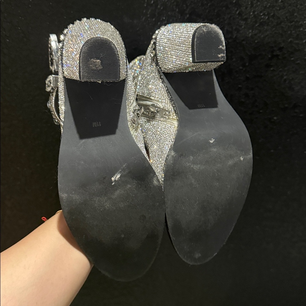 DOLLS KILL Shine Cowboy Boots Silver Cowgirl Sparkle Sequin Rhinestone - Picture 5 of 7